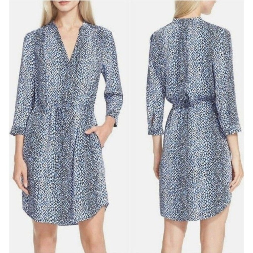 Diane Von Furstenberg Silk Dress 4 DVF Button Up Freya Heart Print Graphic Snake